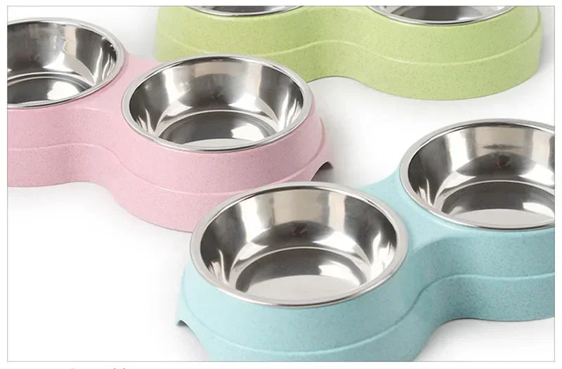 Double Dog Bowl Set with Anti-Slip Silicone Mat