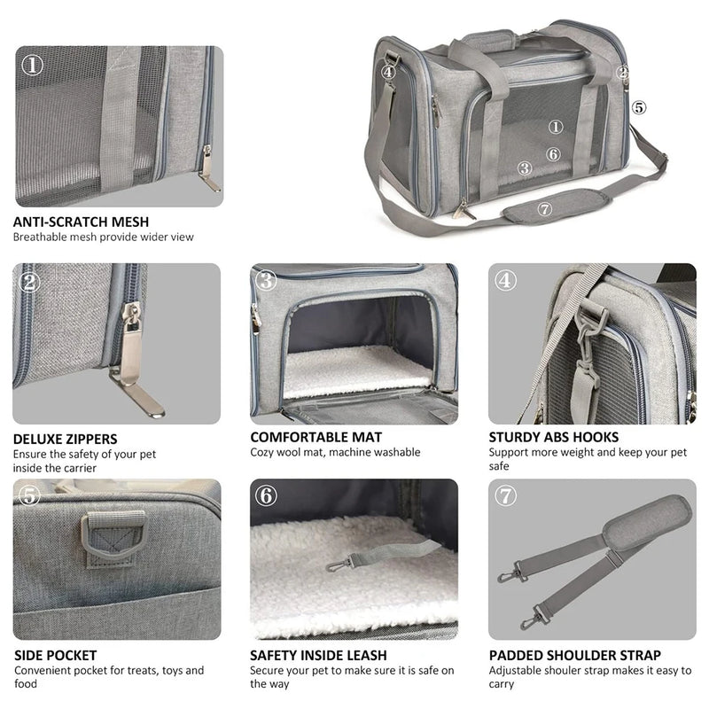 Transporteur pour animaux de compagnie souple et pliable pour chats & petits chiens