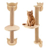 Wall-Mounted Wooden Cat Climbing Set with Sisal Scratching Post and Hammock