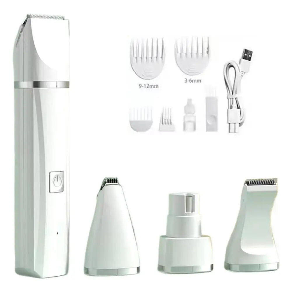 4-in-1 Rechargeable Pet Grooming Kit with Dual-Speed Ceramic Blade