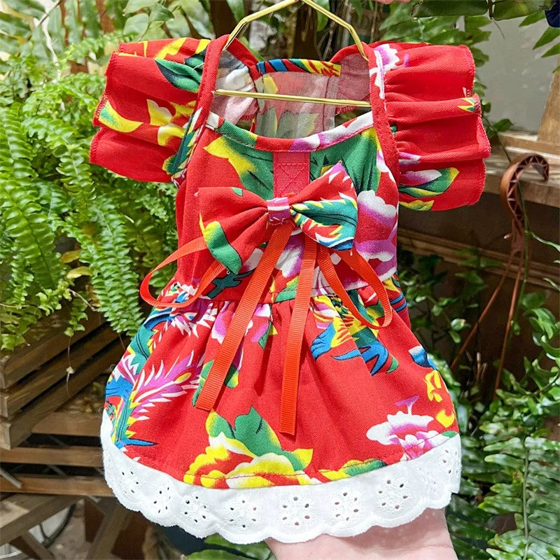 Floral Summer Princess Dress for Small Dogs and Cats