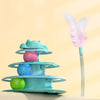 Interactive Cat Turntable Toy with Feather Wand and Rolling Ball