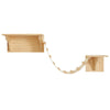 Wall-mounted wooden cat tree and hammock made of light wood.