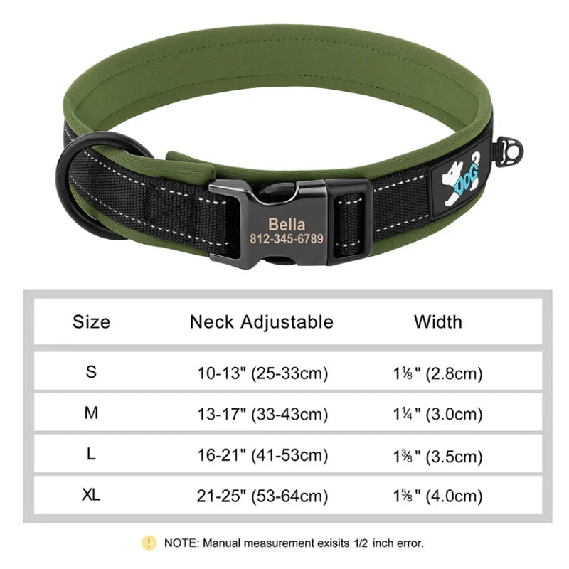 Reflektierendes personalisiertes Hundehalsband mit graviertem Anhänger