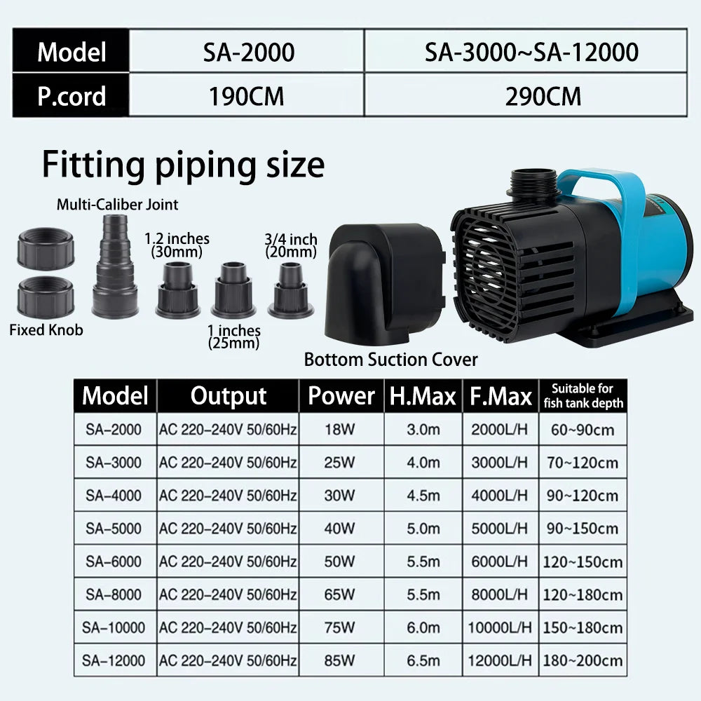 Ultra-Quiet Submersible Aquarium Water Pump with Adjustable Flow
