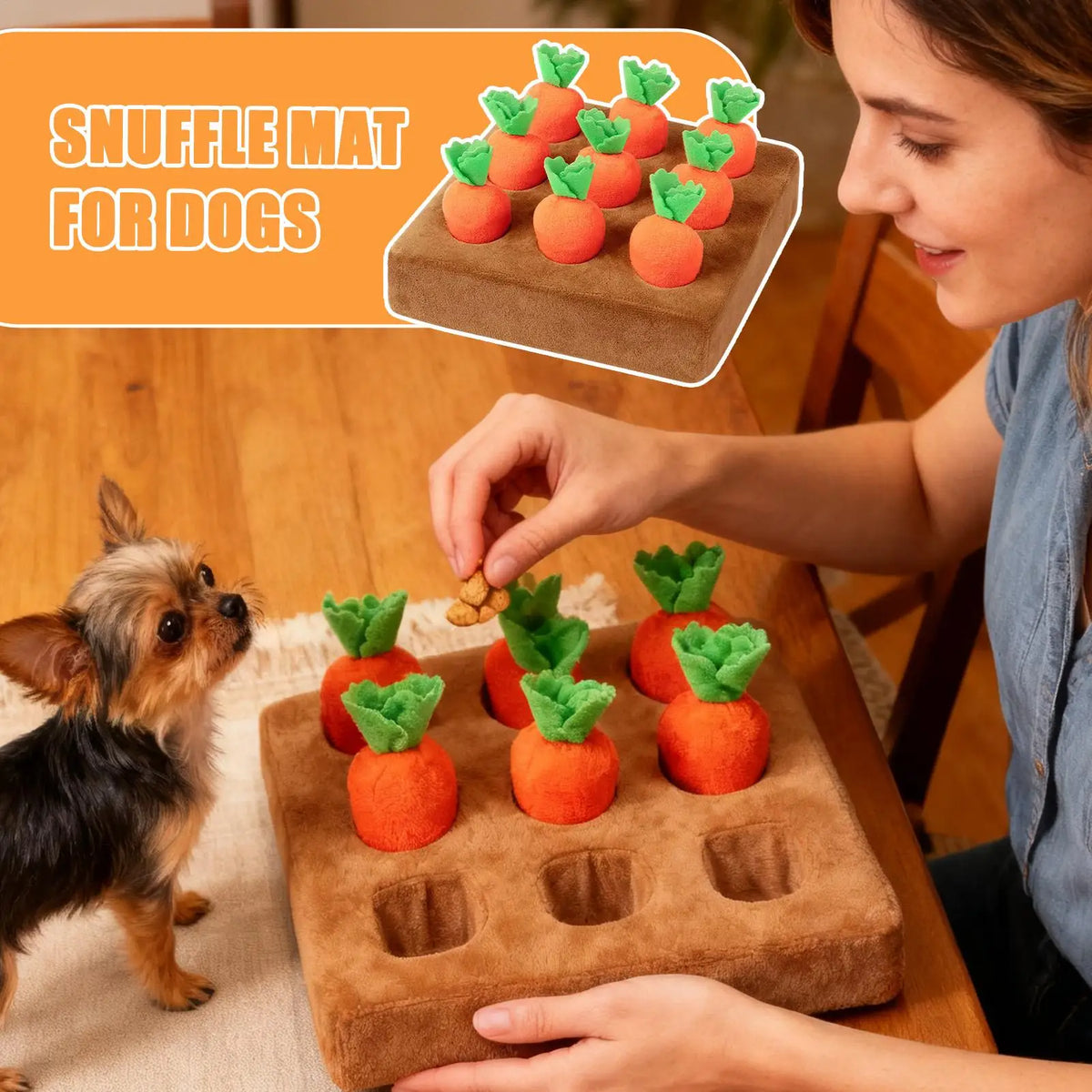 Interactive Snuffle Mat for Dogs with Carrot Toys
