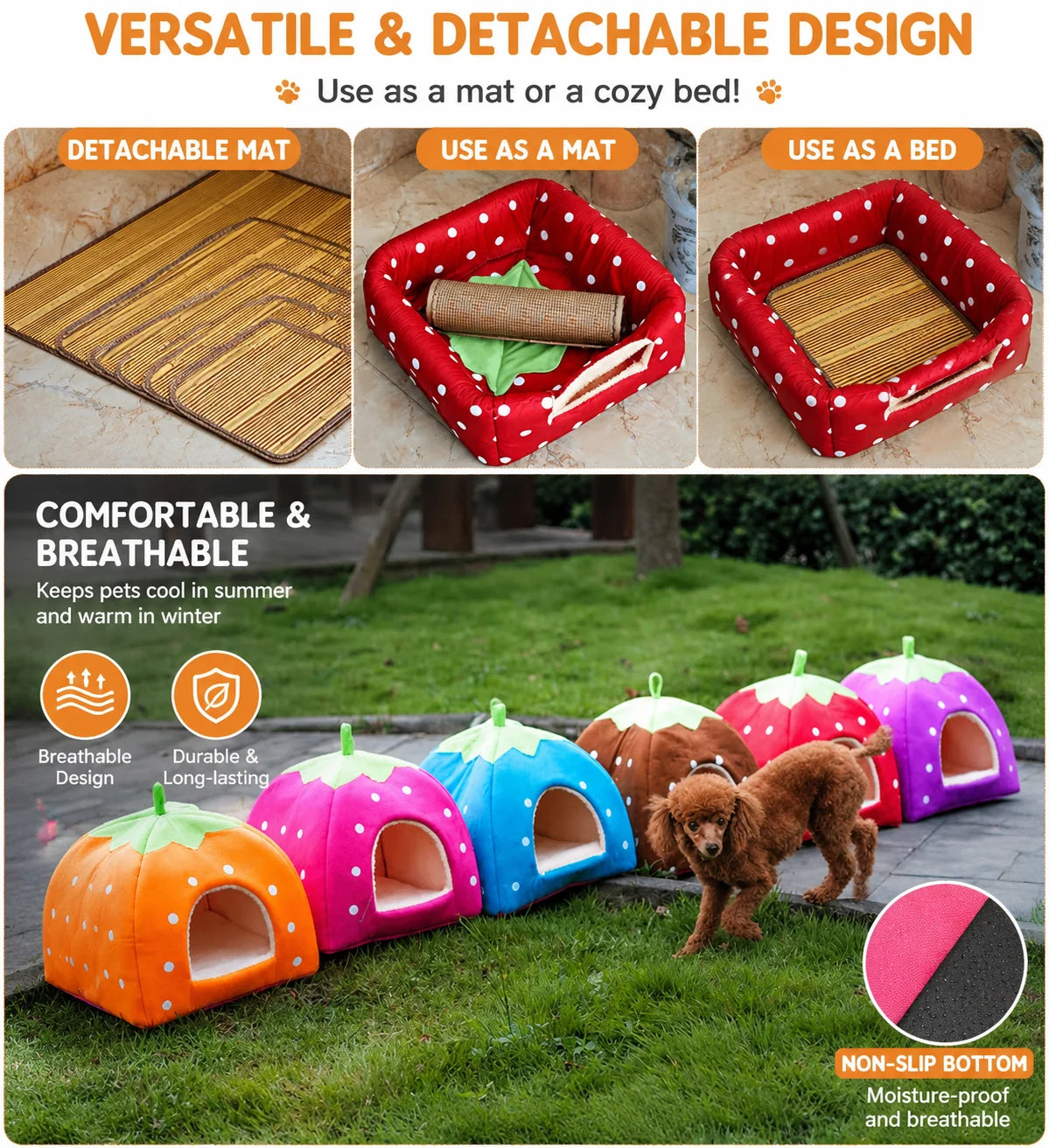 Strawberry Hideaway House and Hay Feeder Set for Small Pets