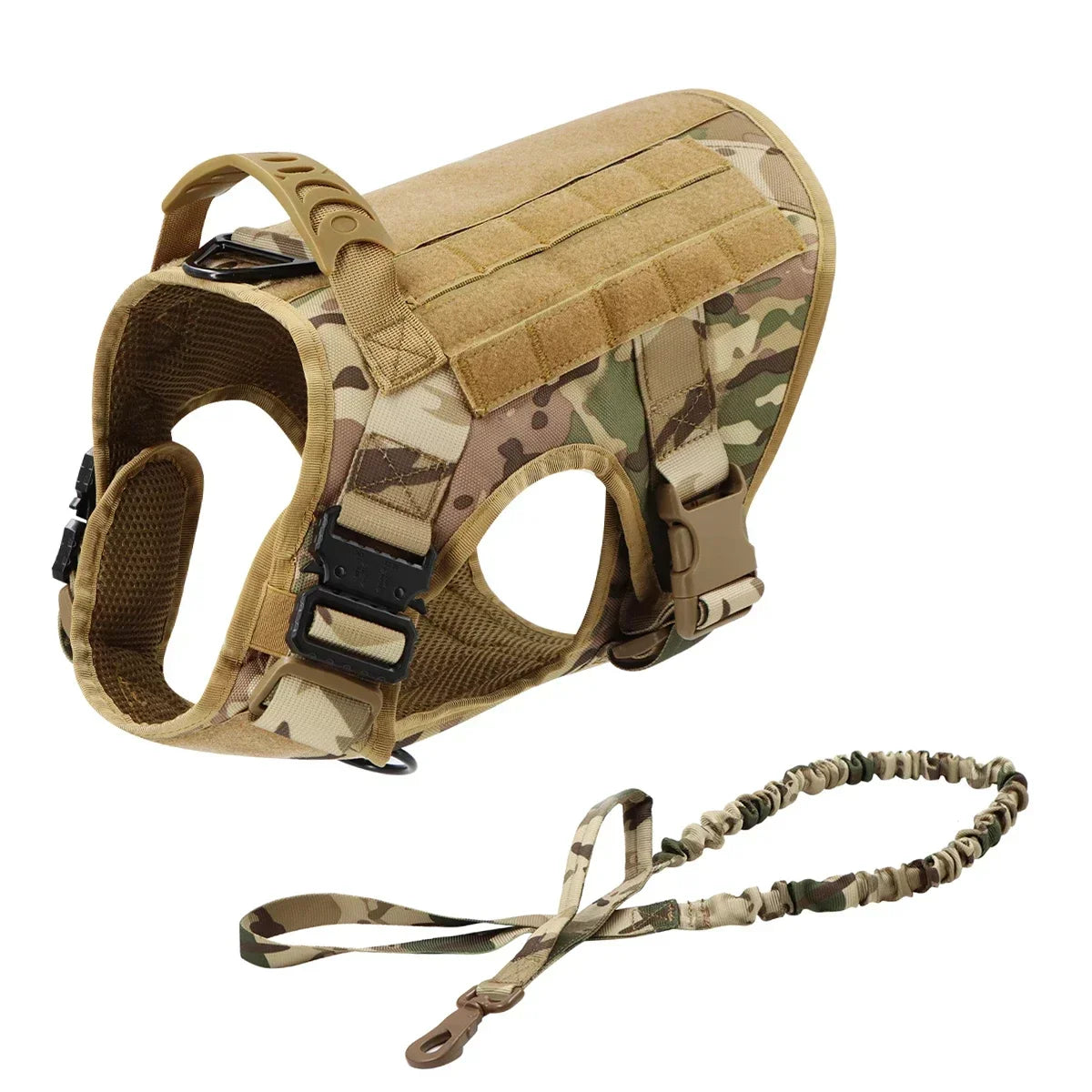 Tactical Dog Harness with MOLLE Pouches and Collar Set