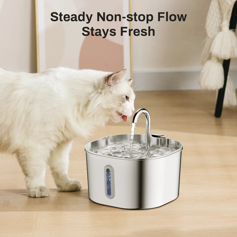 Fuente de Agua Automática para Mascotas de Acero Inoxidable