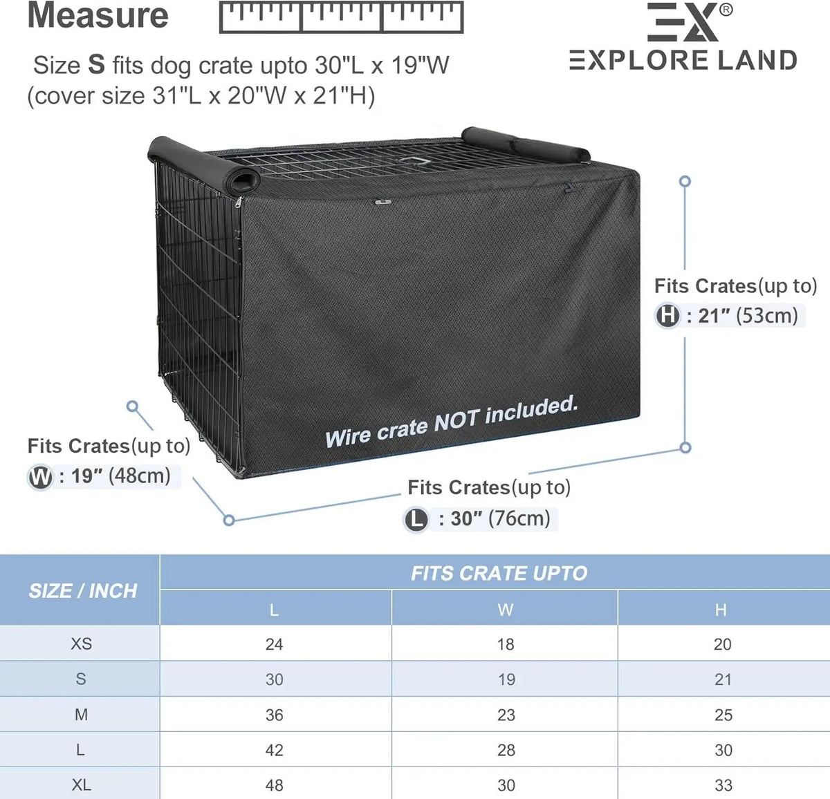 Heavy Duty Dog Crate Cover for 42-Inch Wire Kennels – Black