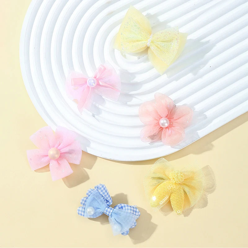 Floral Dog Hair Bows - Cute Topknot Clips for Small Breeds