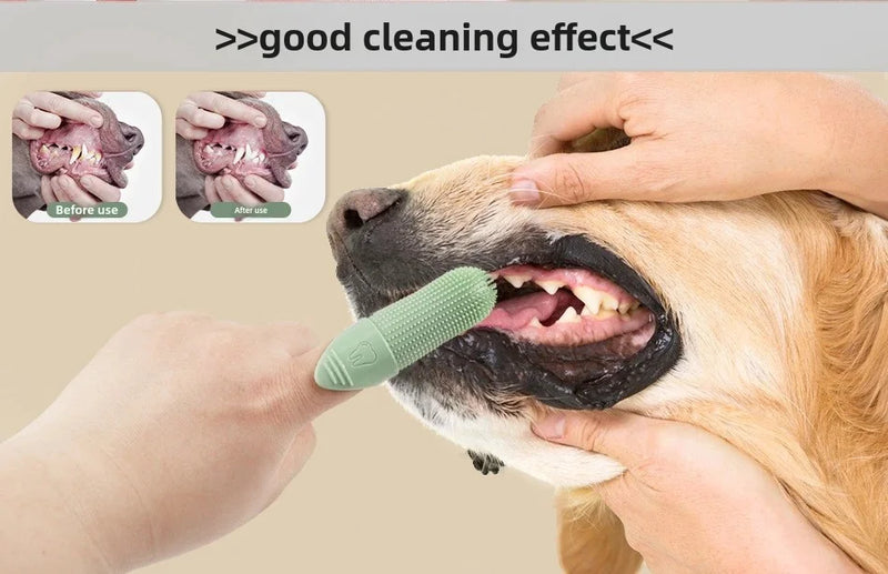 Brosse à dents en silicone 360° pour doigts, pour chiens et chats