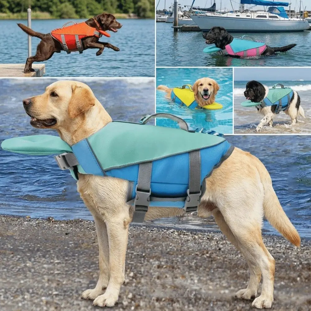 Adjustable Dog Life Jacket with Reflective Stripes