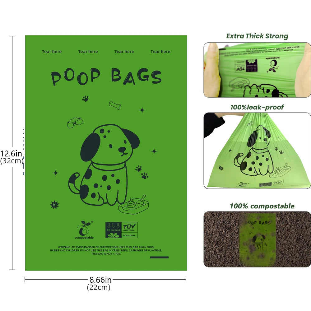 Certified Compostable Dog Poop Bags – Leakproof, Plant-Based & Extra Thick