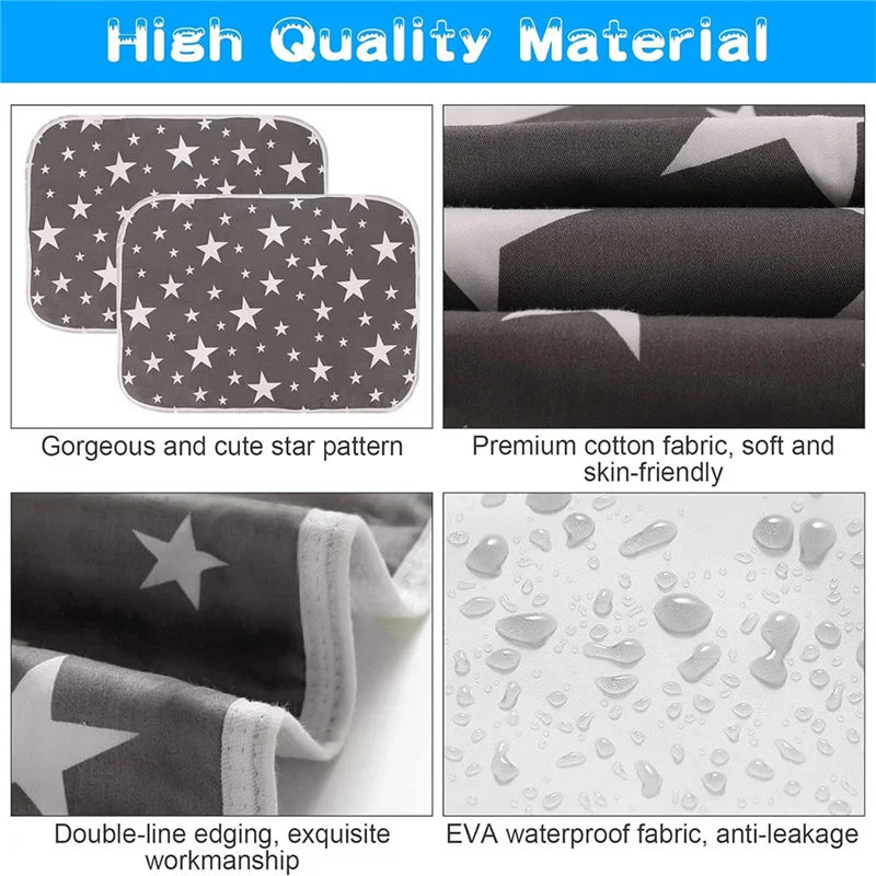 Reusable washable pet training pads featuring a star pattern with double-line edging and EVA waterproof fabric