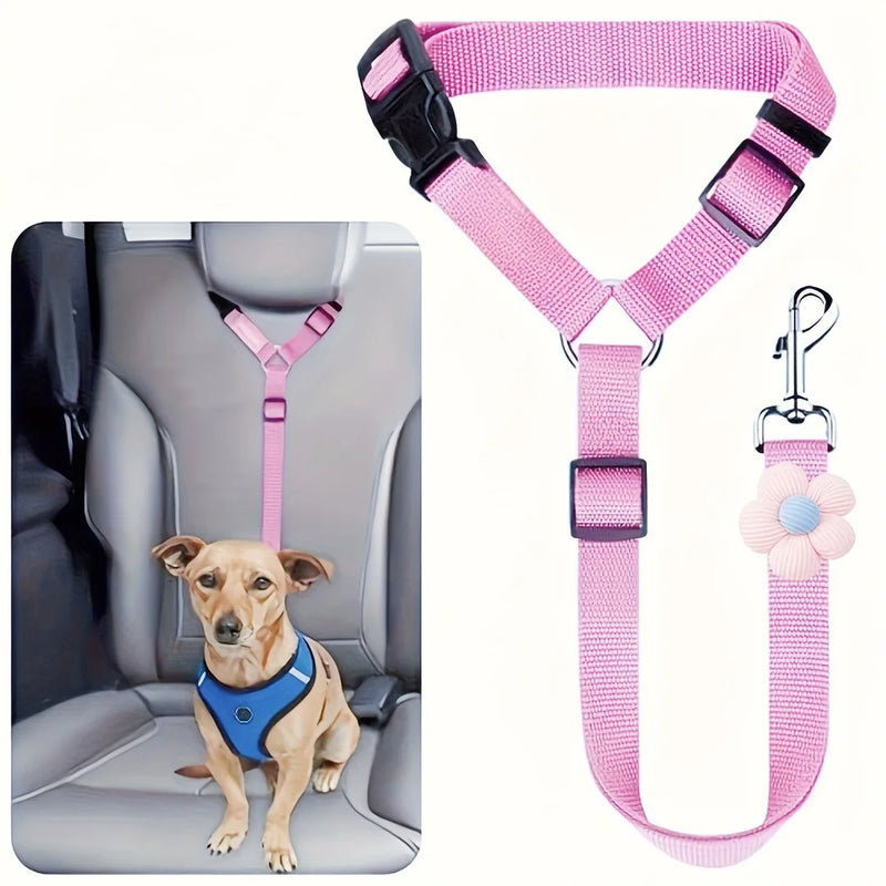 Ceinture de Sécurité Réglable pour Animaux en Voiture & Attache d'Appui-Tête