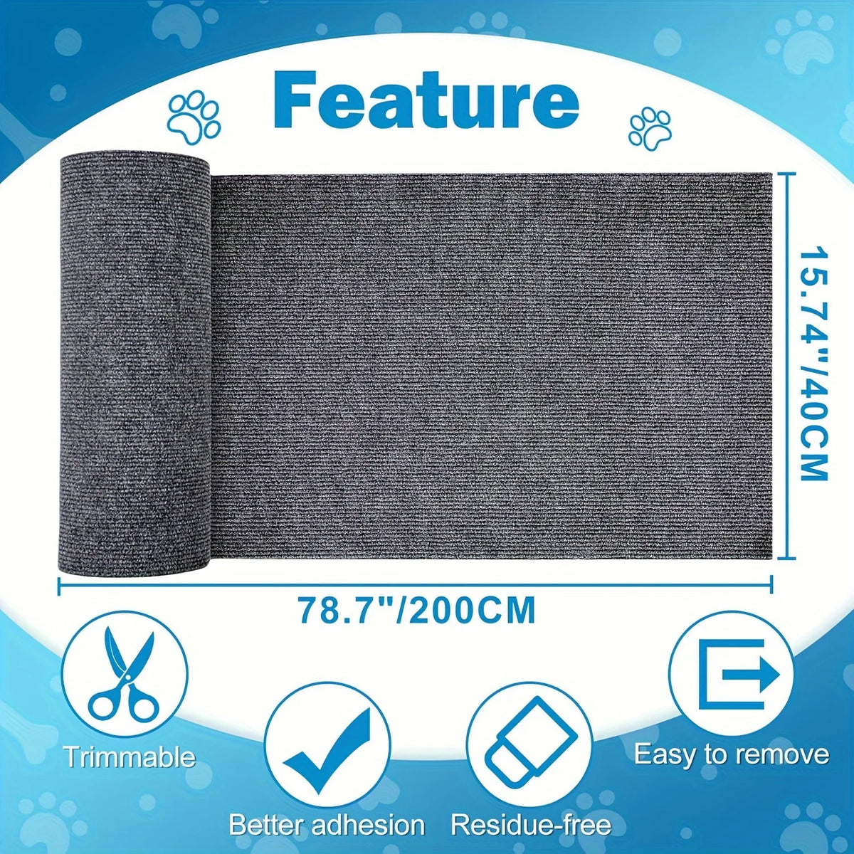 Roll of gray self-adhesive mat for sofa protection featuring trimmable and residue-free design