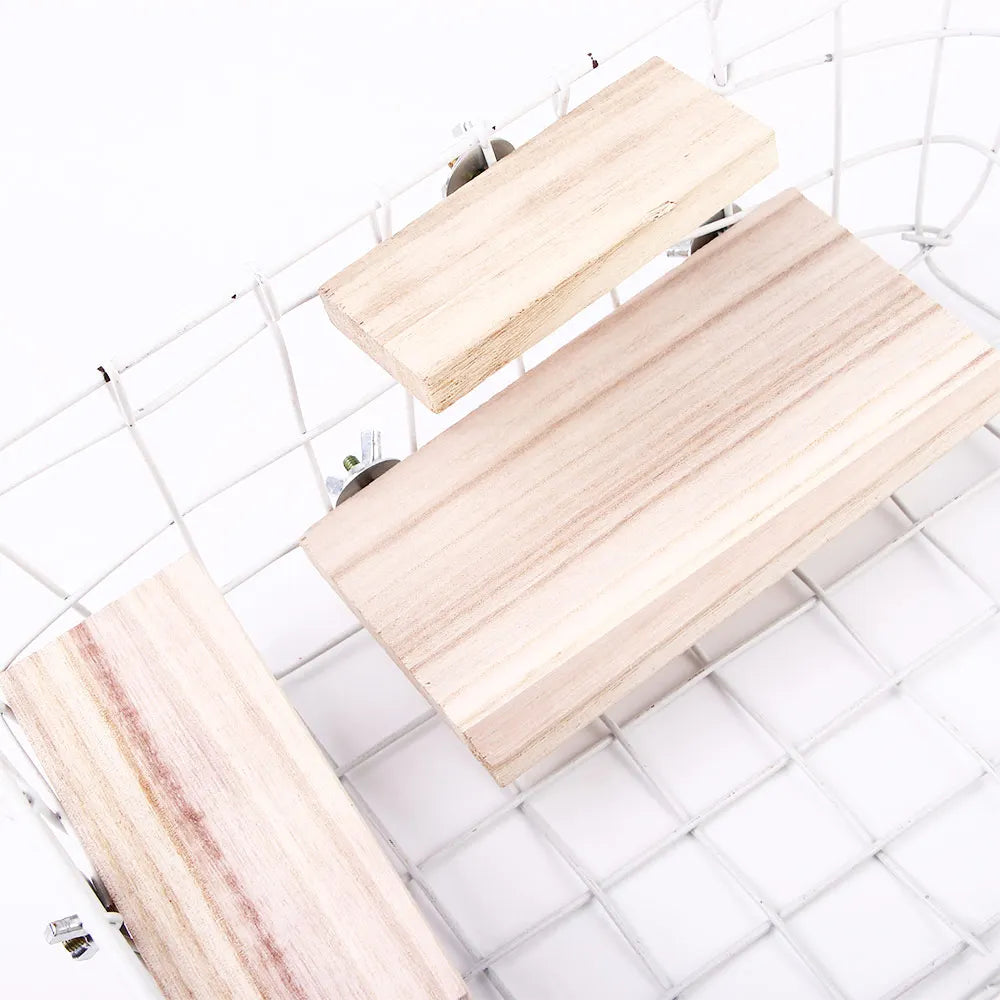 Natural wood platform stand for birds and small pets shown from above