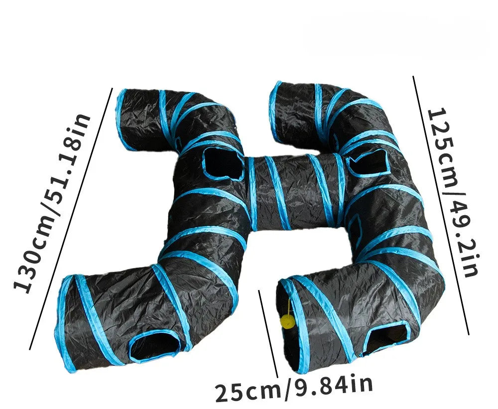 Foldable Cat Play Tunnel with S-Shaped Design