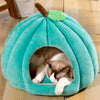 3D Pumpkin Pet House - Semi-Enclosed Bed with Removable Cushion
