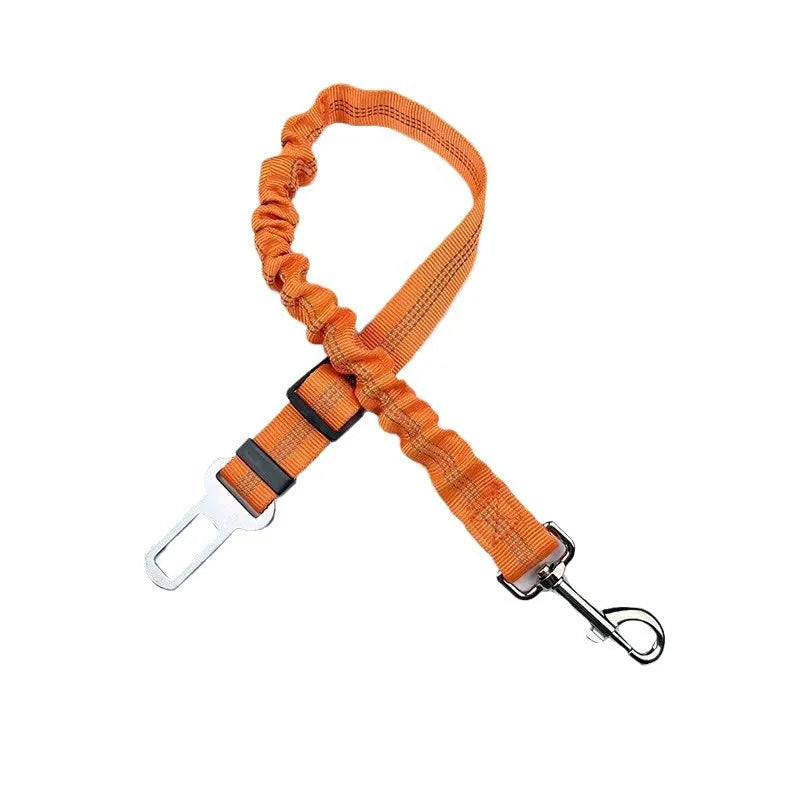 Ceinture de sécurité orange ajustable pour voiture, avec élastique amortissant les chocs