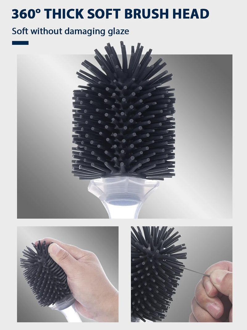 Porte-brosse WC mural réutilisable avec long manche