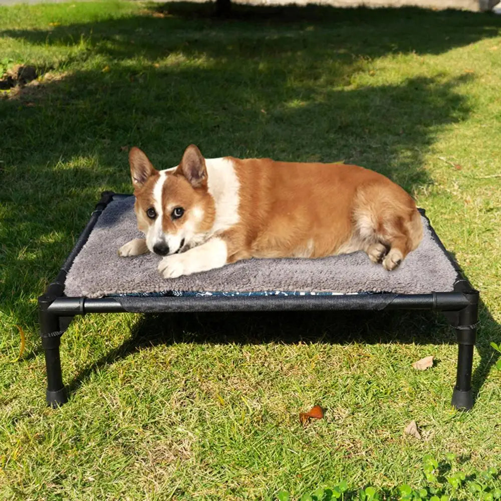 Portable Elevated Dog Bed with Canopy and Storage Bag