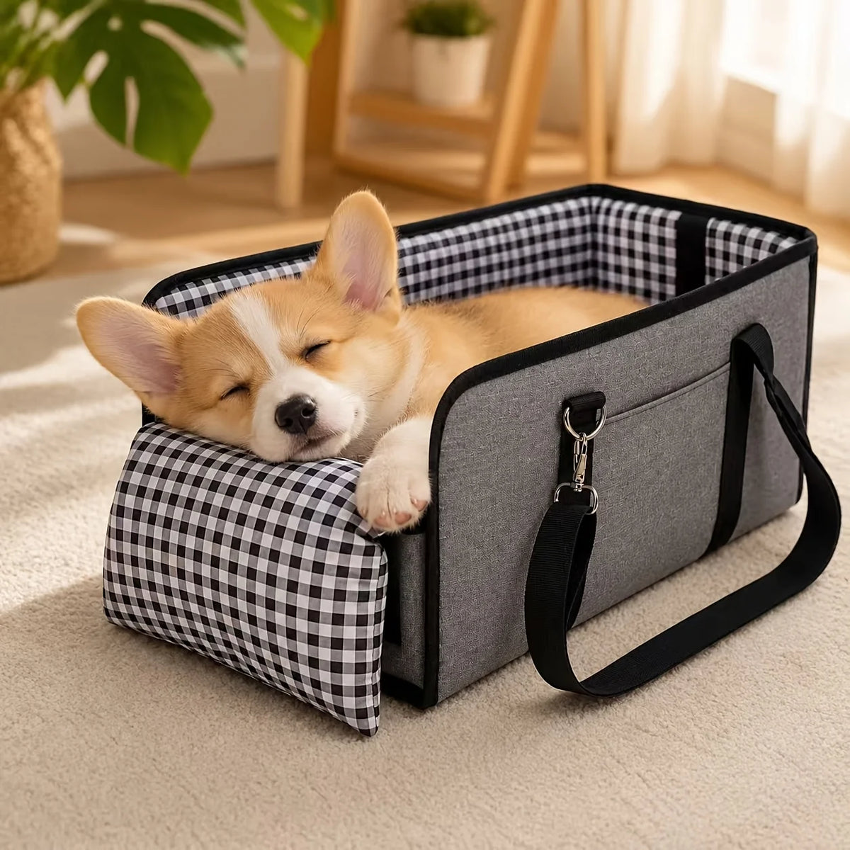 Foldable Dog Car Seat Booster with Anti-Slip Base