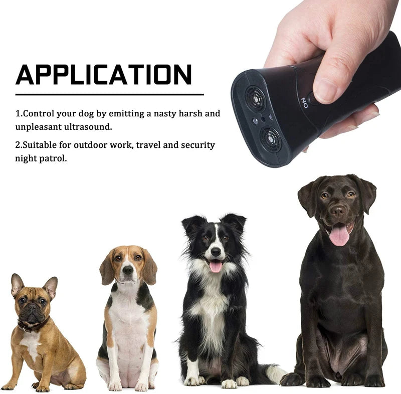 Ultrasonic Dog Repeller with LED Flashlight - 3 in 1 Bark Deterrent