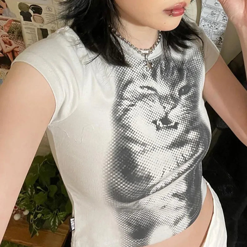 Top Crop con Estampado Animal