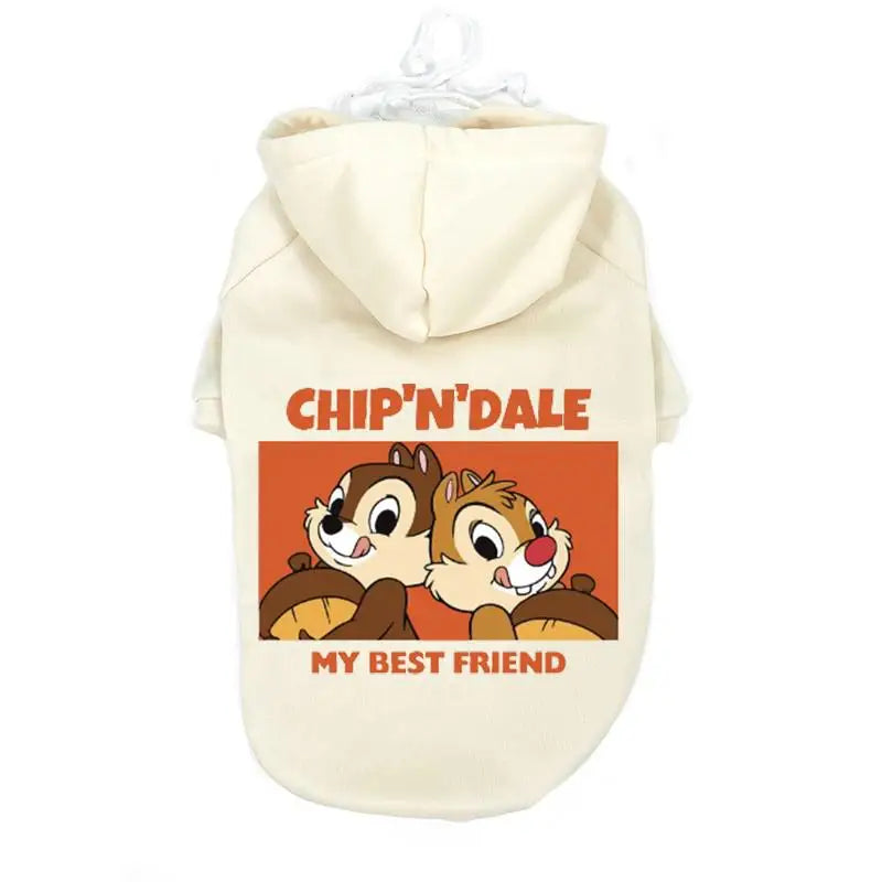 Sudadera beige clara con un gráfico de Chip y Dale felices, etiquetados como 'Mi Mejor Amigo'