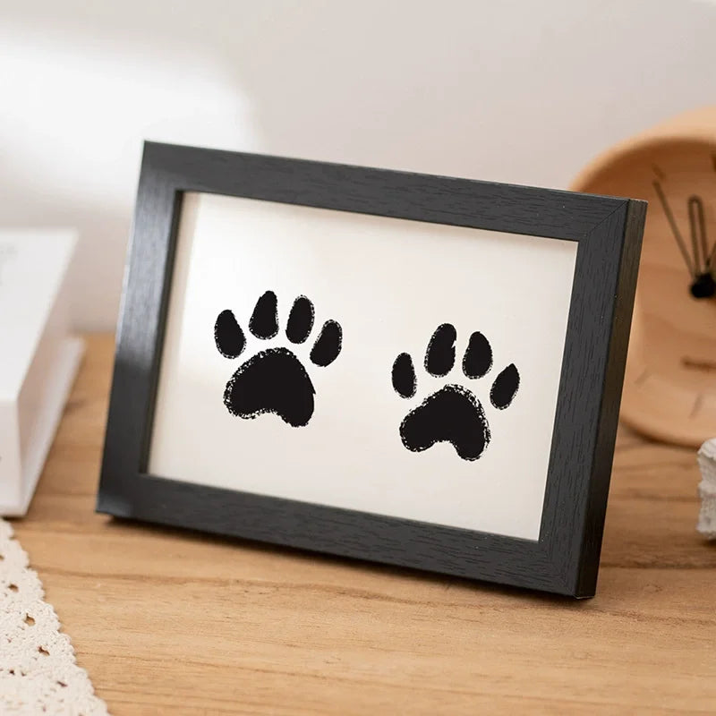 Wooden Baby Handprint & Pet Paw Print Keepsake Frame with Imprint Kit