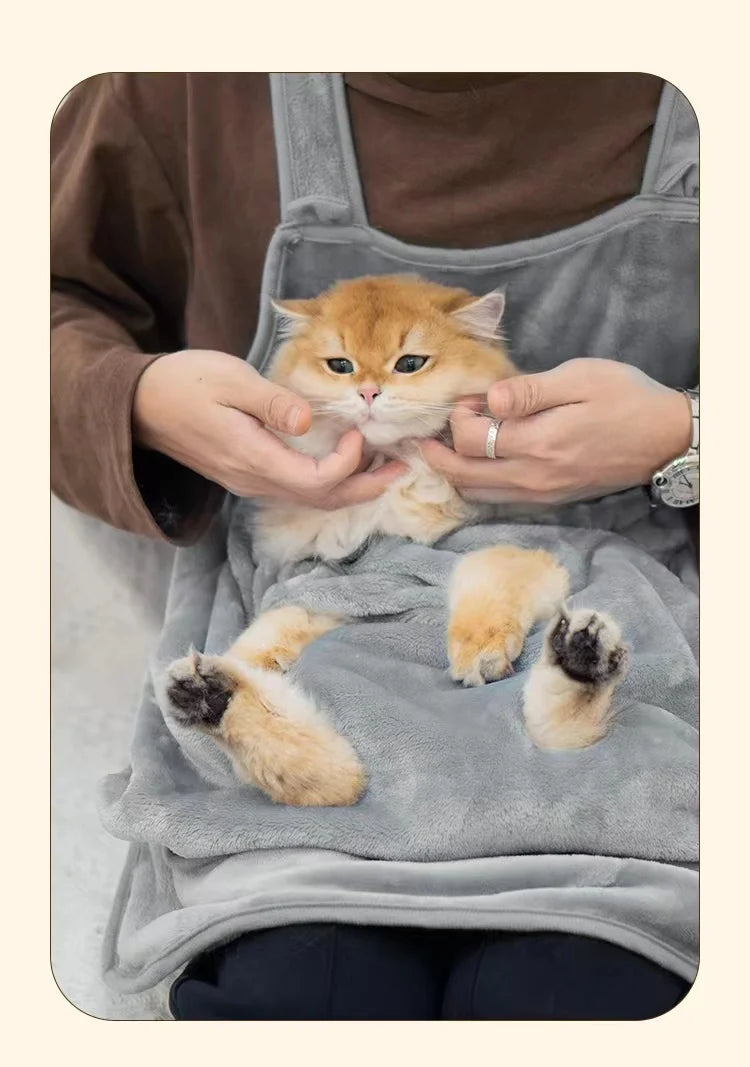 Plush Cat Carrier Apron with Cozy Sleeping Pocket for Small Pets