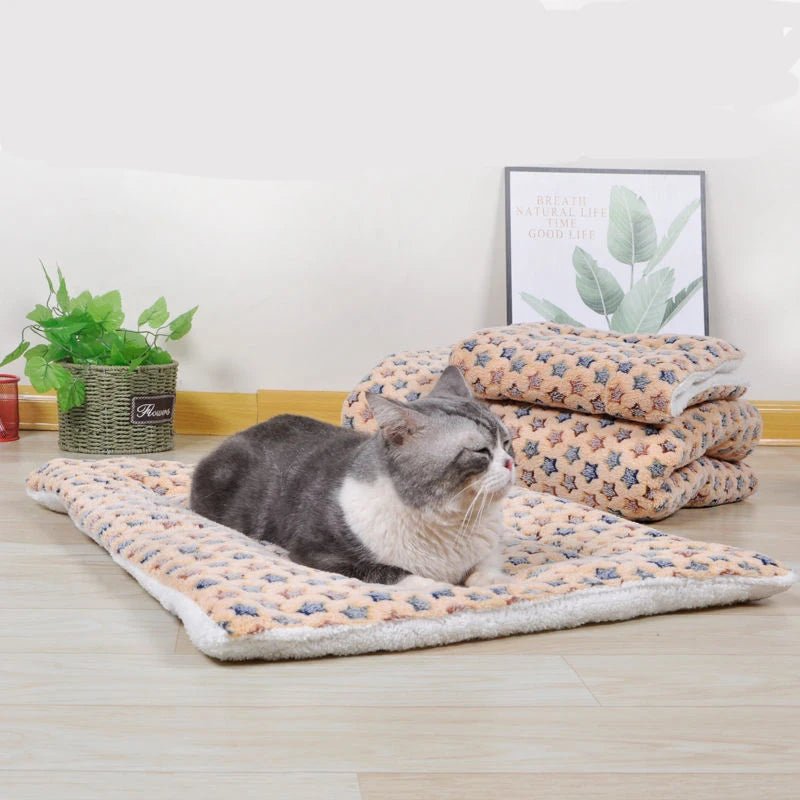 Cozy Flannel Pet Sleeping Mat for Dogs and Cats