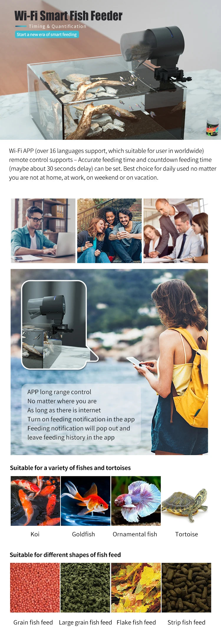 Intelligenter Wi-Fi-Automatischer Fischfutterautomat