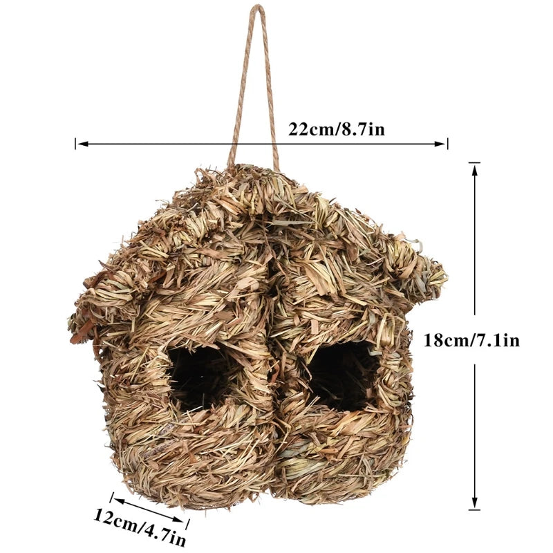 Handwoven Natural Grass Hanging Bird Nest for Small Birds