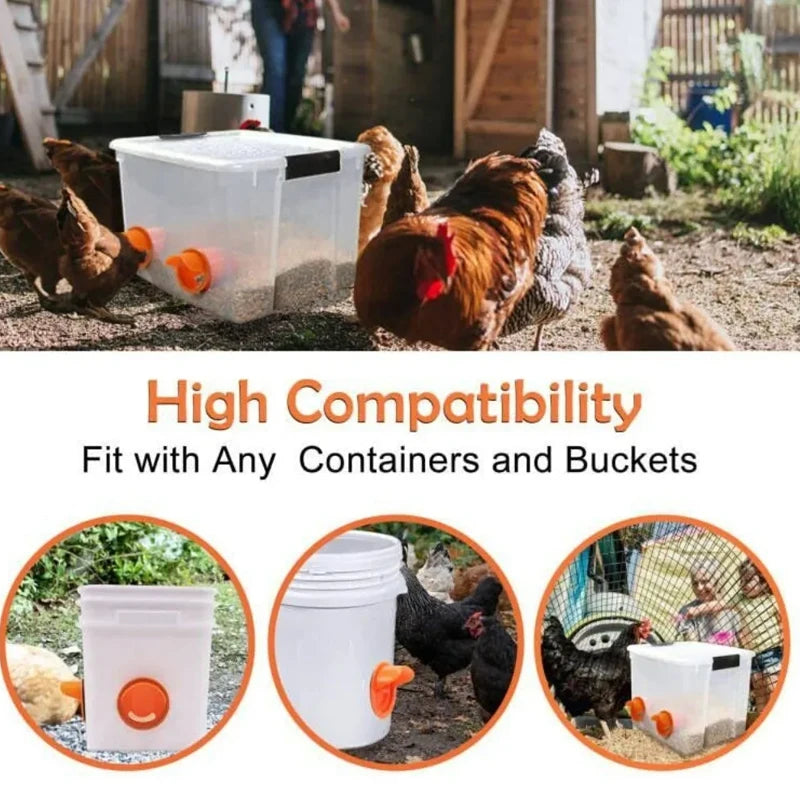 Automatic Gravity Poultry Feeder Kit - Rainproof DIY Port