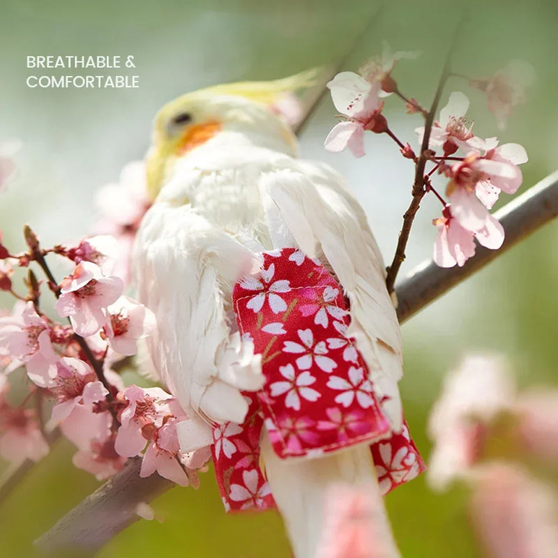 حفاض طائر الببغاء بنقش زهري مع بدلة طيران و ربطة قابلة للغسل
