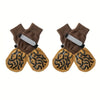 A pack of four anti-slip pet paw protection socks in brown and tan colors.