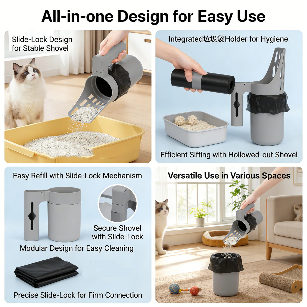 2-in-1 Cat Litter Scoop with Storage