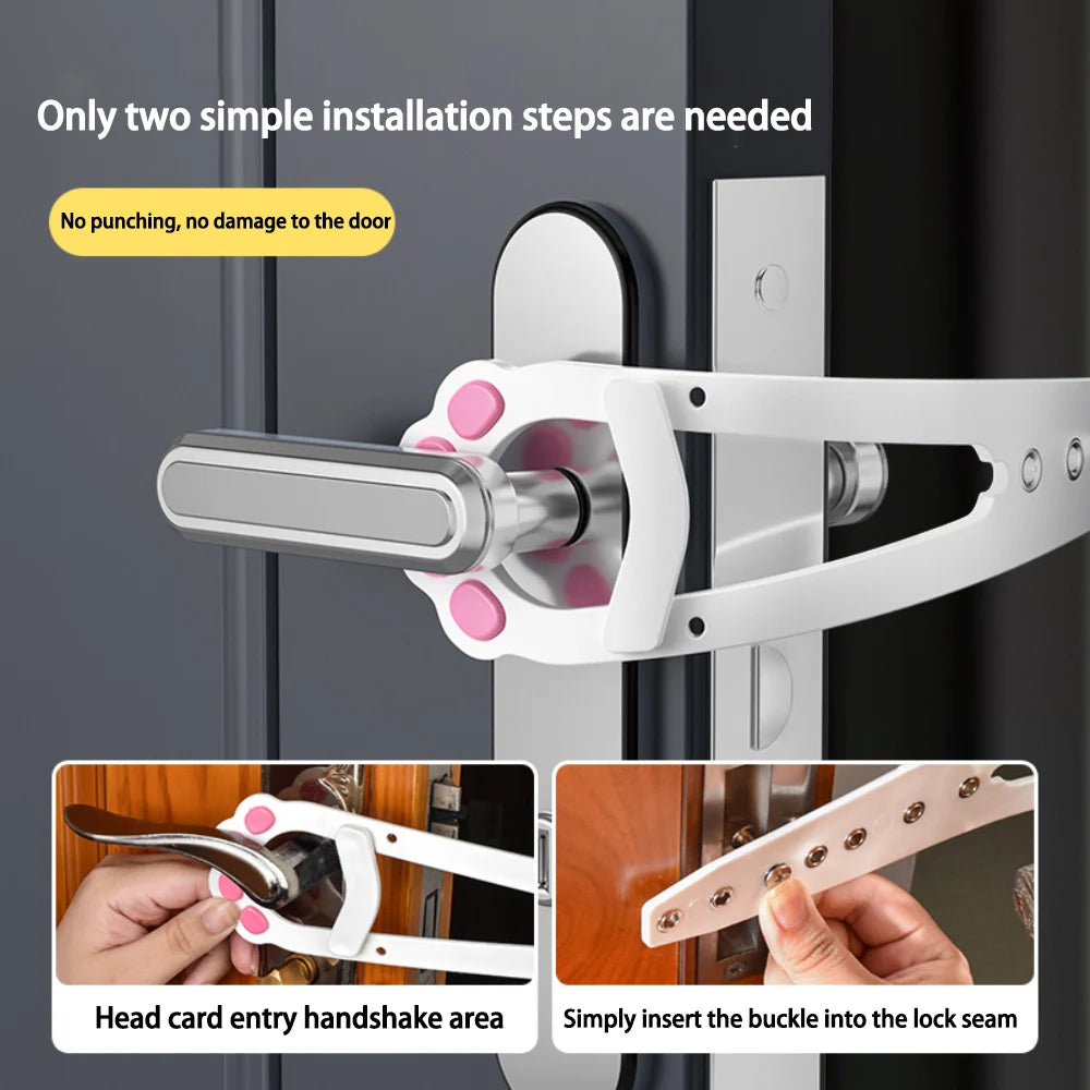 No-Drill Adjustable Cat Door Latch with Stabilizer