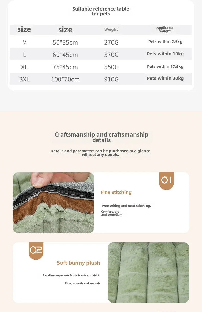 Winter Warm Dog Bed with Removable Cover - Large Kennel Mat