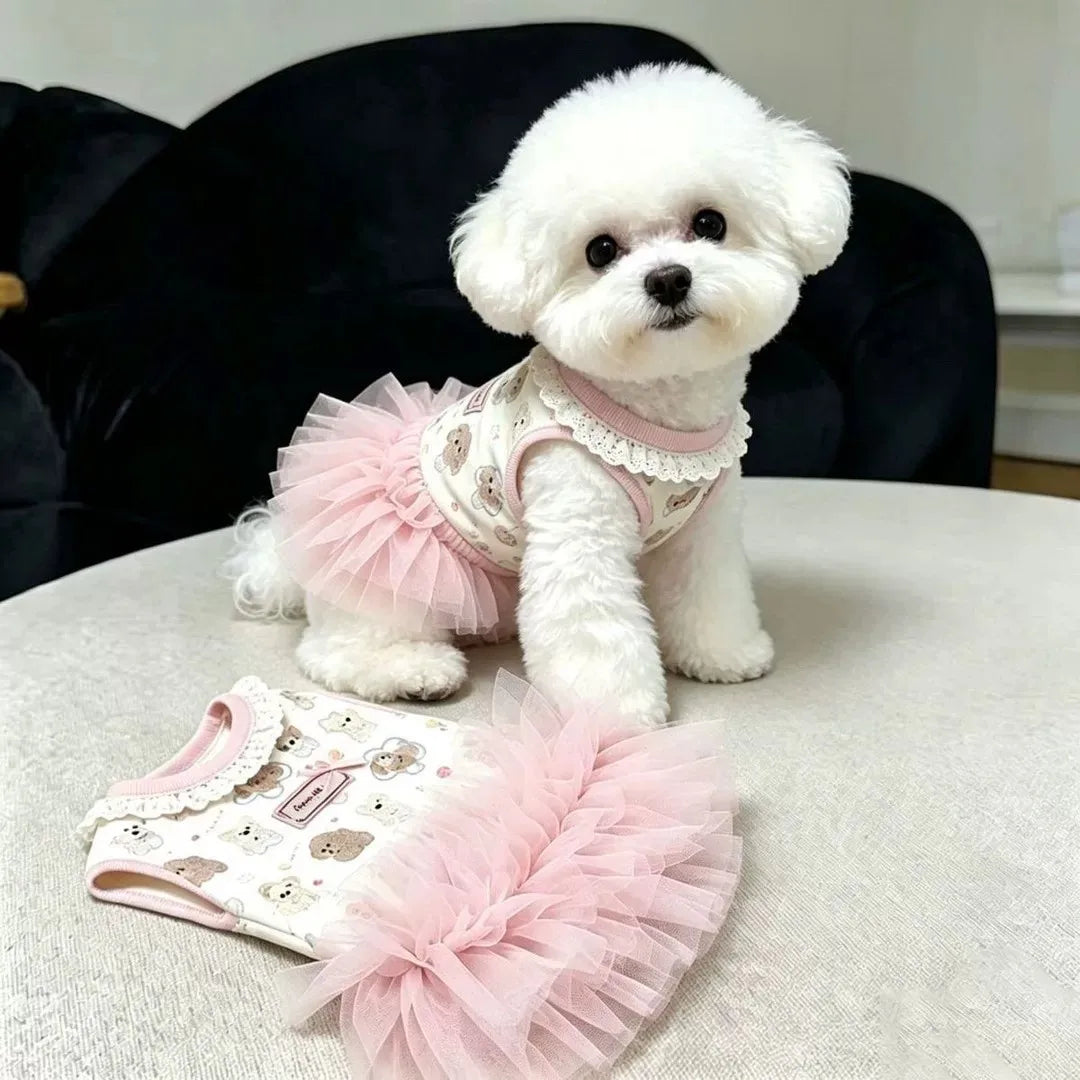Cute Bow Pet Dress for Small Dogs – Breathable Summer Skirt