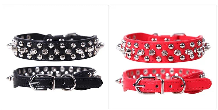 Punk Rivet Spiked Leather Dog Collar