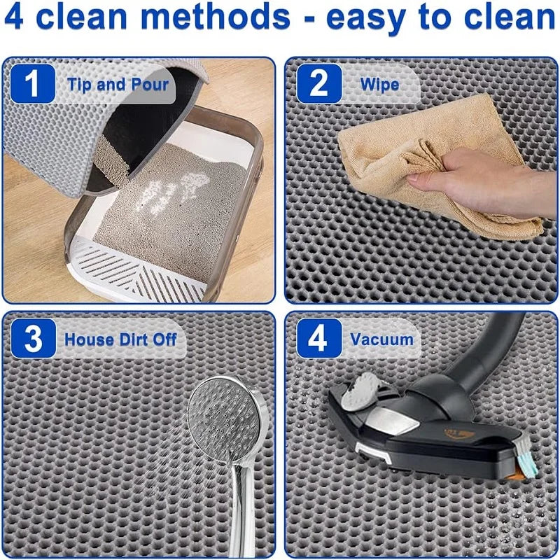 Double-Layer Waterproof Cat Litter Mat with Anti-Slip Base