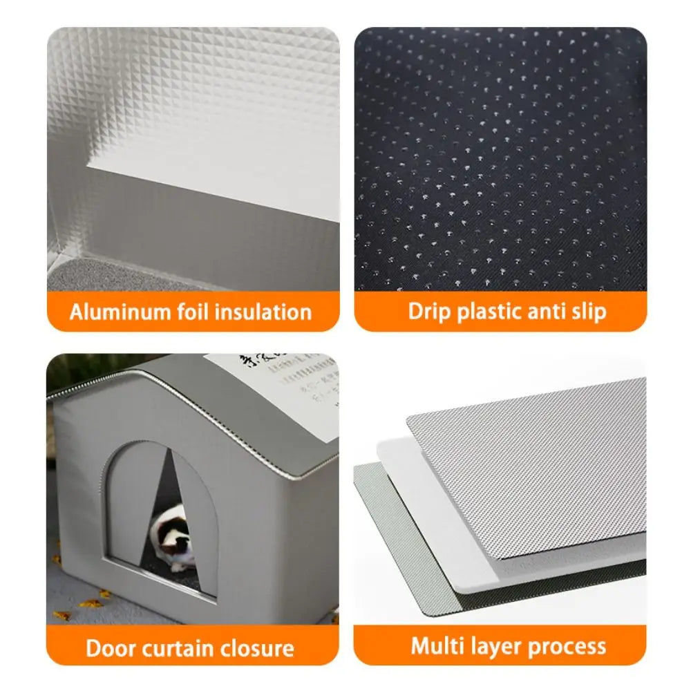 Foldable Waterproof Insulated Cat House with Thermal Lining