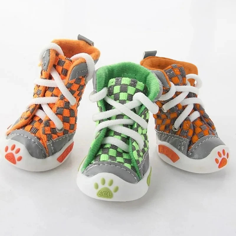 Corduroy Anti-Drop Breathable Dog Shoes for Small Puppies (Set of 4)