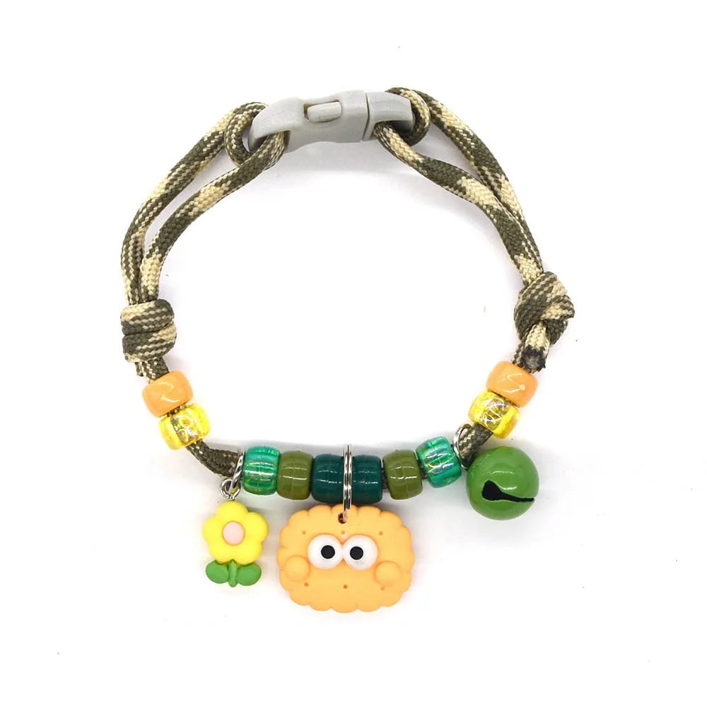 Colorful braided pet collar with a bell for cats and small dogs