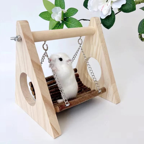 Balancelle et Jouet à Mâcher en Bois de Pommier Naturel pour Hamster