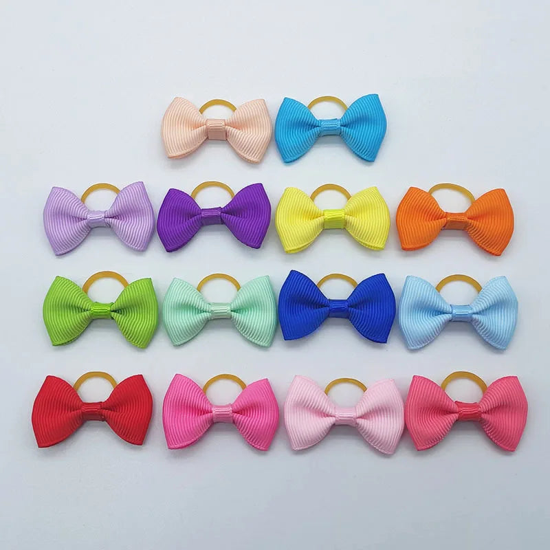 Pet Hair Bows with Elastic Bands (100-Pack)